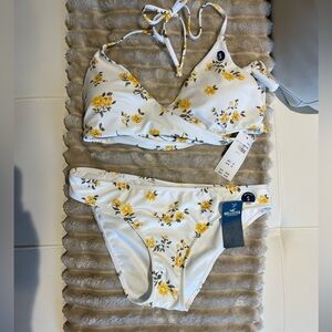 Hollister bikini , flower triangle criss cross wrap bikini